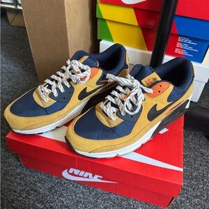 Nike Air Max 90 Blue and Yellow Sneakers